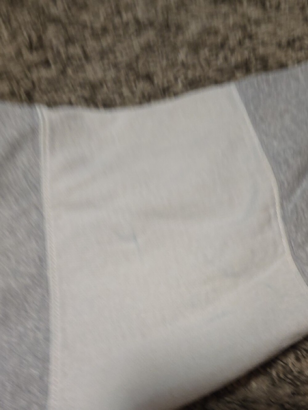 SeanJohn Light Gray Zip-Up Hoodie with White Sleeve Panels (Zipper Handle Broke) - Picture 5 of 7